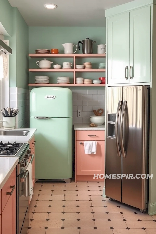 1950s Pastel Kitchen with Stainless Steel Accents 1950s Pastel Kitchen with Stainless Steel Accents