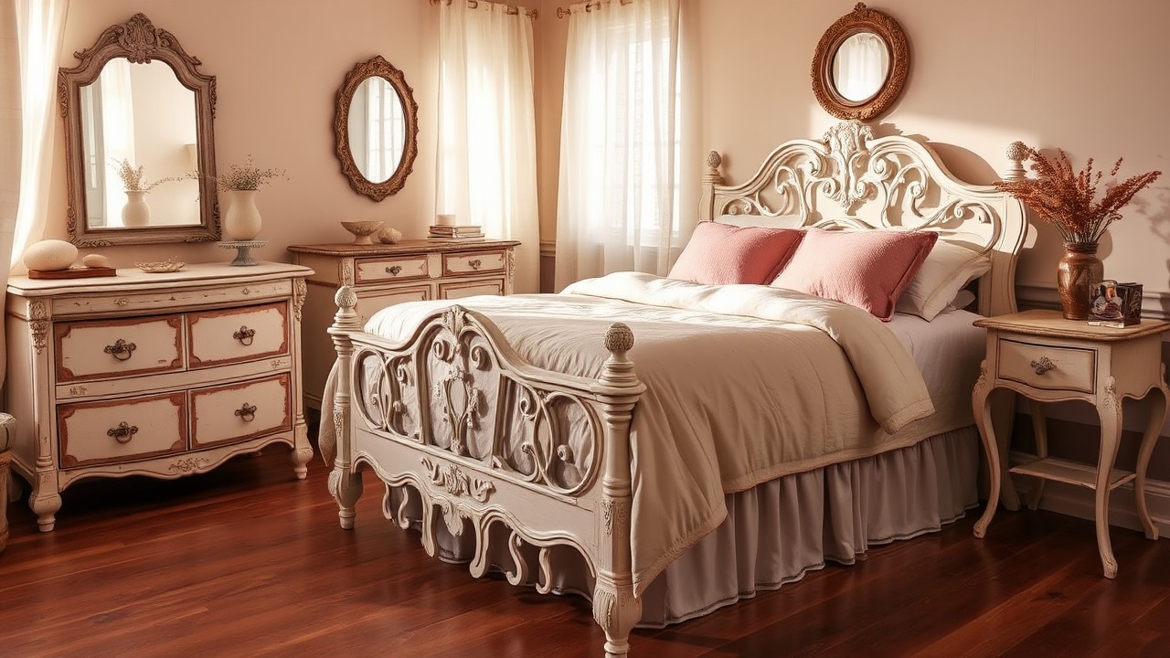 Shabby Chic Bedroom with Rustic Elements