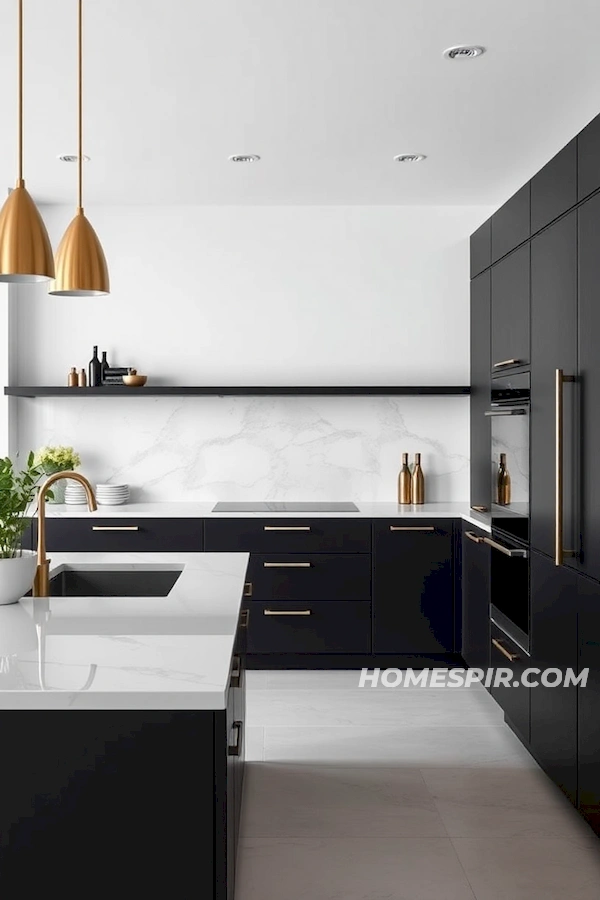 All-Black Minimalist Kitchen with Luxury Accents All-Black Minimalist Kitchen with Luxury Accents