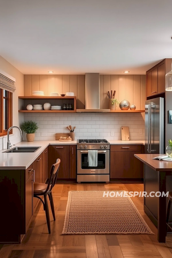 Ambient Lighting in Warm Mid-Century Kitchen Ambient Lighting in Warm Mid-Century Kitchen