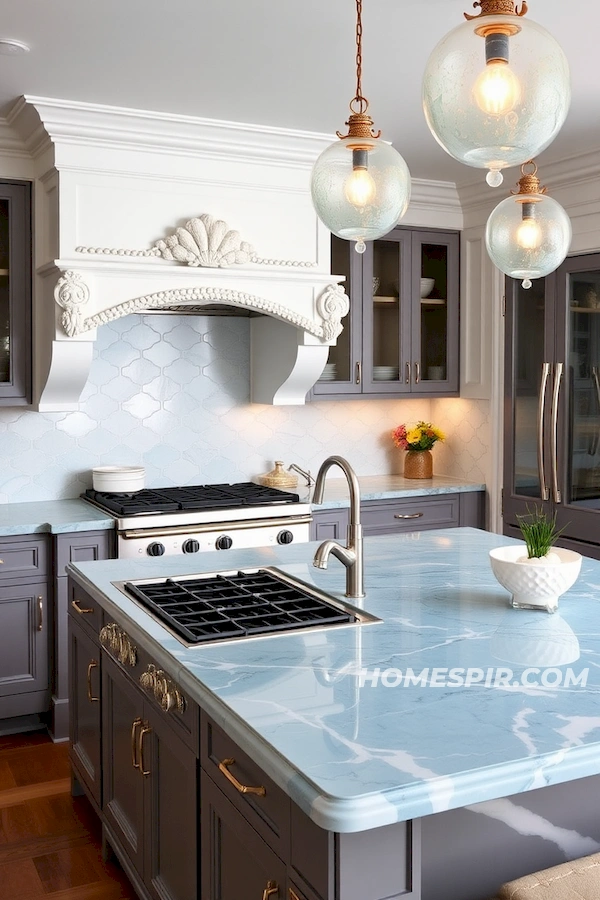 Azure Blue Wave Marble Countertop in Surf House Azure Blue Wave Marble Countertop in Surf House