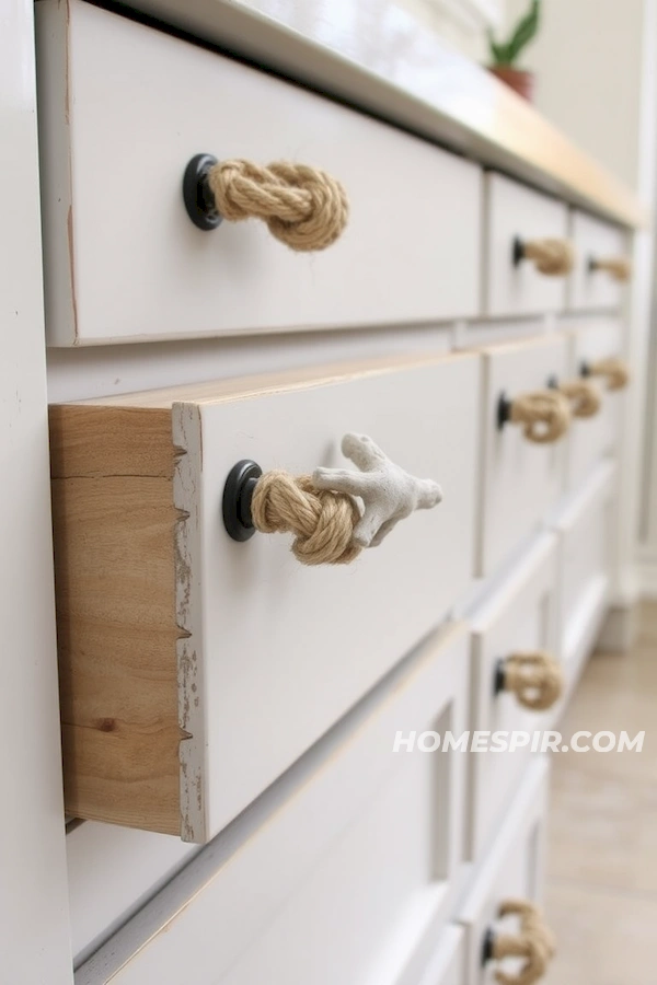 Beach House Drawer Design with Driftwood Handles Beach House Drawer Design with Driftwood Handles