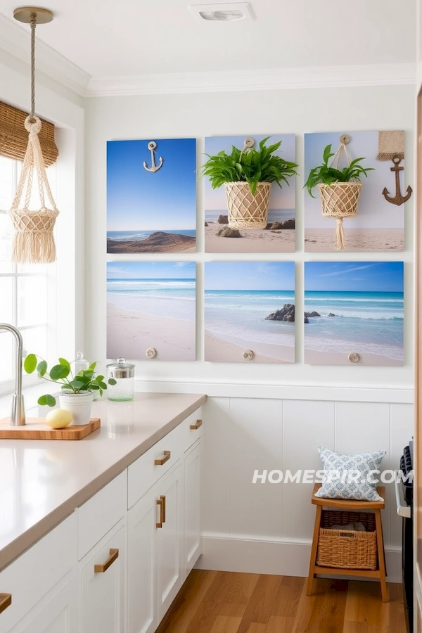 Beach Photography and Macrame in Coastal Kitchen Beach Photography and Macrame in Coastal Kitchen