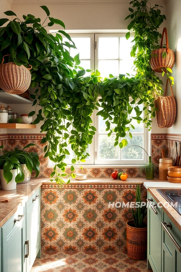 Boho Kitchen with Woven Decor and Flora Boho Kitchen with Woven Decor and Flora