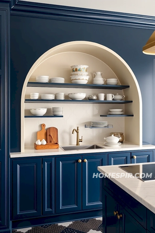 Bold Arched Shelves for Fine Crockery Bold Arched Shelves for Fine Crockery