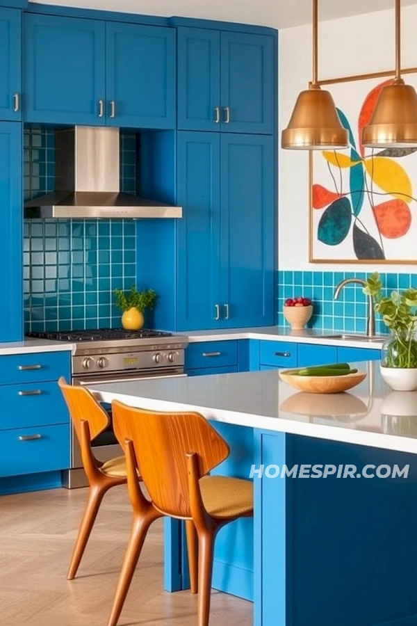 Bold Blue Cabinets in Vintage Modern Style Bold Blue Cabinets in Vintage Modern Style