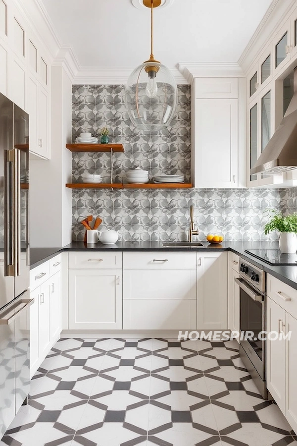 Bold Geometric Tile Patterns in Mid-Century Kitchen Bold Geometric Tile Patterns in Mid-Century Kitchen