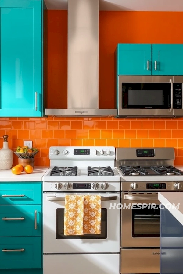 Bold Orange and Teal for Vibrant Kitchen Bold Orange and Teal for Vibrant Kitchen