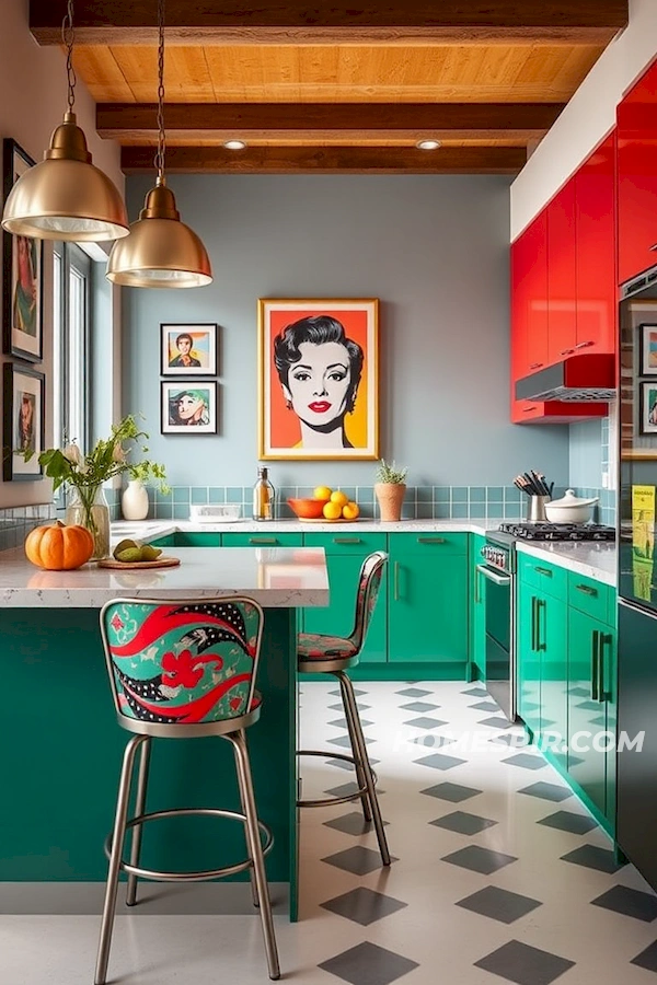 Bold Primary Colors in Artistic Kitchen Bold Primary Colors in Artistic Kitchen