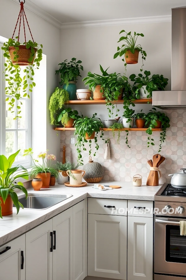 Botanical Boho Kitchen with Organic Tile Touch Botanical Boho Kitchen with Organic Tile Touch