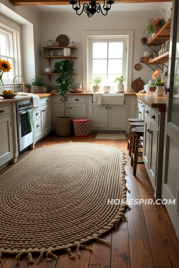 Braided Jute Rug in Farmhouse Kitchen Braided Jute Rug in Farmhouse Kitchen