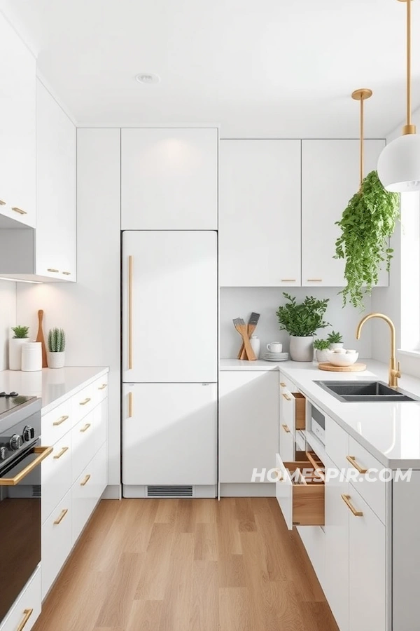 Brass Accents in a Functional Studio Kitchen Brass Accents in a Functional Studio Kitchen