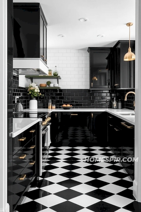 Brass Fixtures and Modern Black and White Kitchen Brass Fixtures and Modern Black and White Kitchen