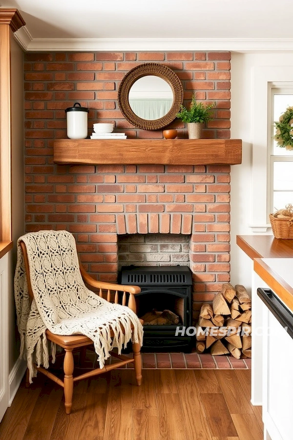 Brick Fireplace in Farmhouse Kitchen Brick Fireplace in Farmhouse Kitchen