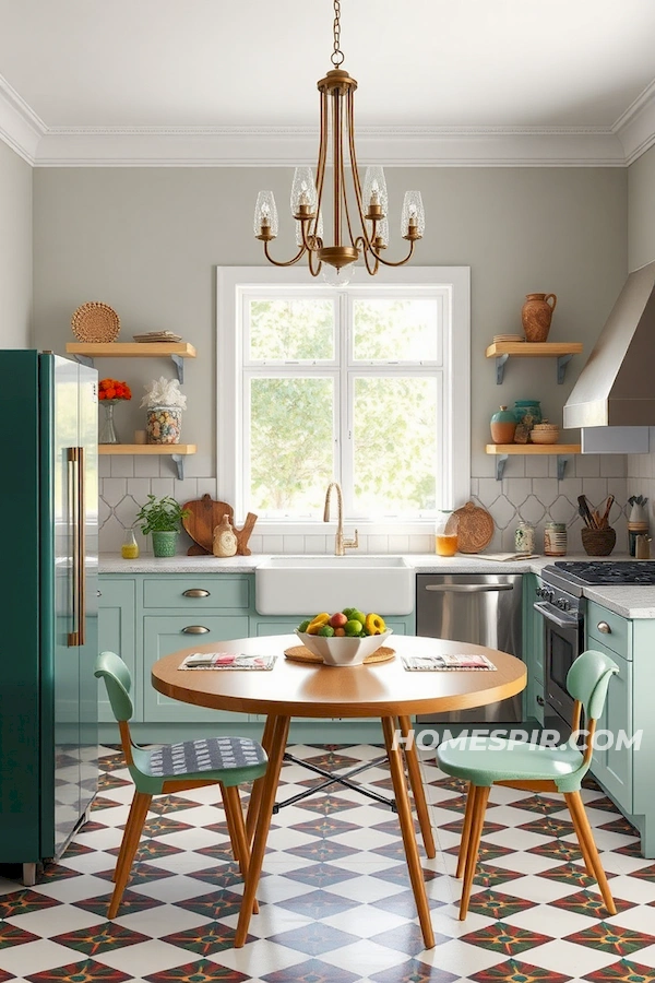 Chandelier Statement in Eclectic Kitchen Chandelier Statement in Eclectic Kitchen