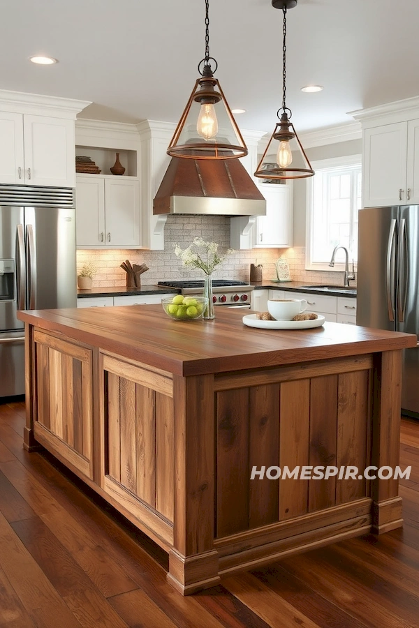 Charming Farmhouse Island with Stainless Accents Charming Farmhouse Island with Stainless Accents
