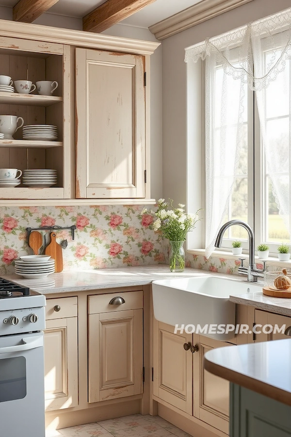 Charming Shabby Chic Kitchen with Rustic Floral Design Charming Shabby Chic Kitchen with Rustic Floral Design