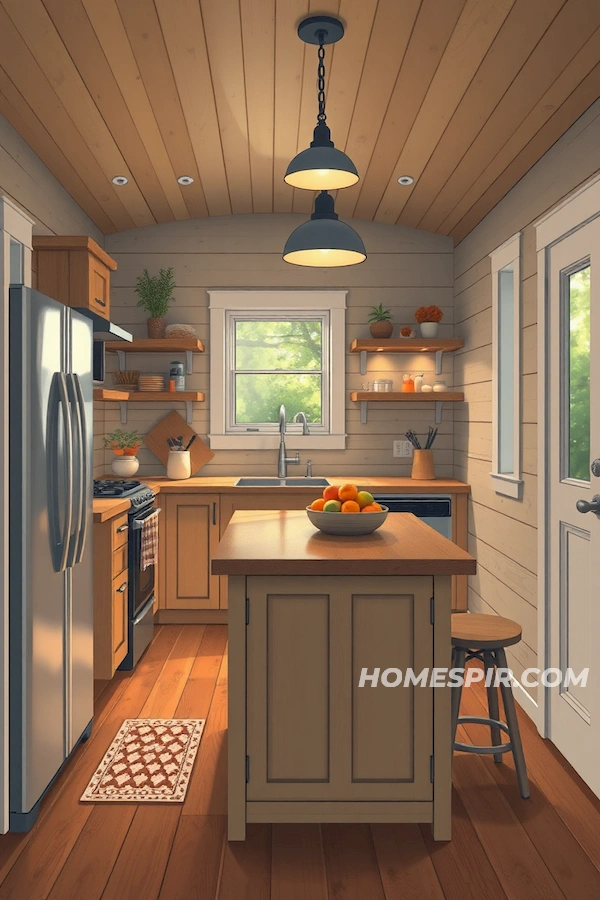 Charming Tiny Kitchen with Functional Island Charming Tiny Kitchen with Functional Island