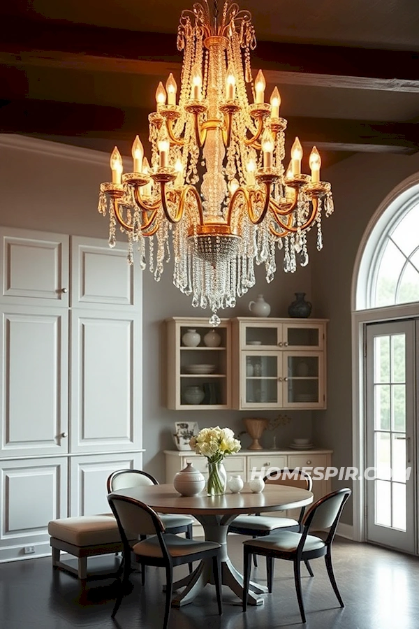 Chic Breakfast Nook under Vintage Chandelier Chic Breakfast Nook under Vintage Chandelier