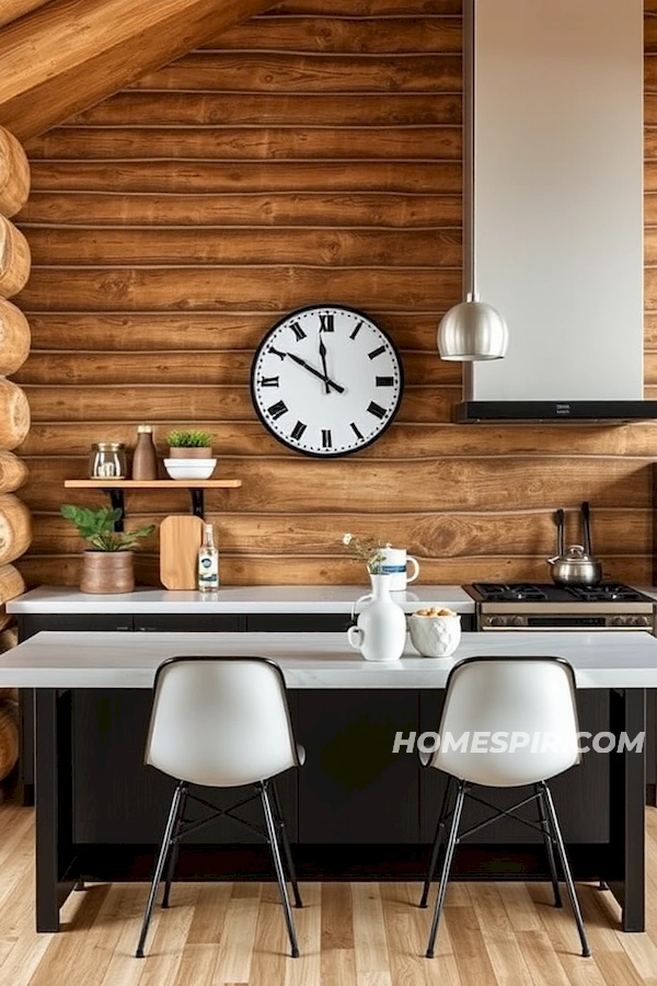 Chic Minimalism with Log Wall Texture Chic Minimalism with Log Wall Texture