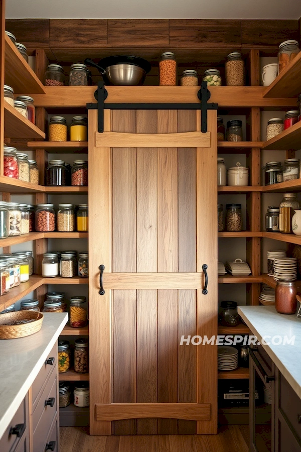 Colorful Pantry Staples on Wood Shelving Colorful Pantry Staples on Wood Shelving