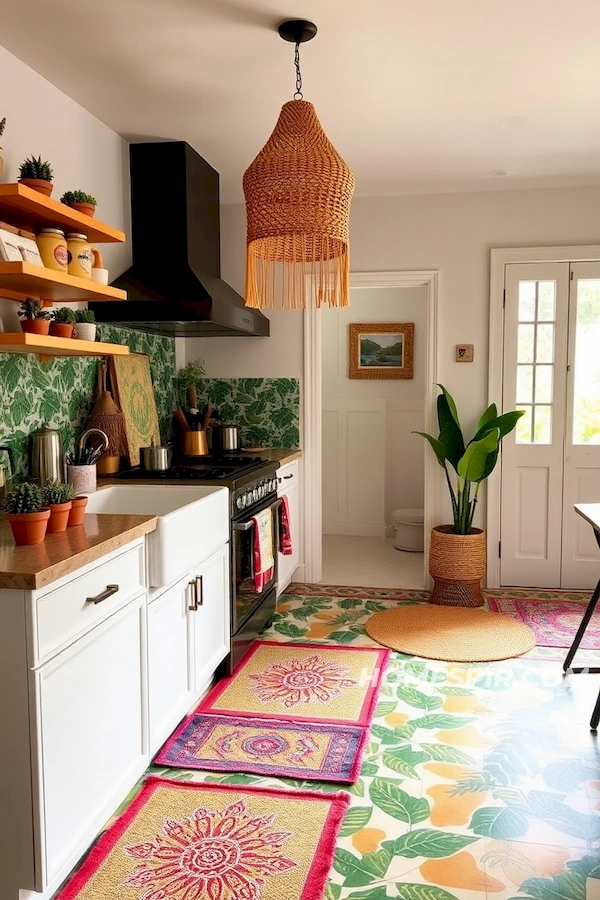 Colorful Woven Rugs in Boho Oasis Colorful Woven Rugs in Boho Oasis