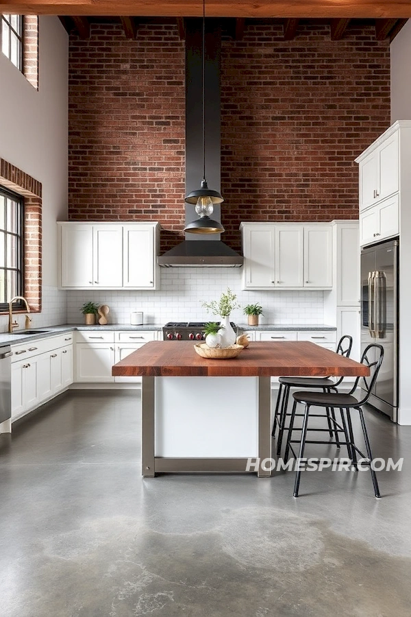 Concrete and Brick for Industrial Kitchen Appeal Concrete and Brick for Industrial Kitchen Appeal