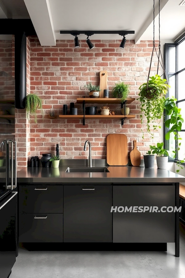 Concrete and Greenery in Industrial Kitchen Concrete and Greenery in Industrial Kitchen
