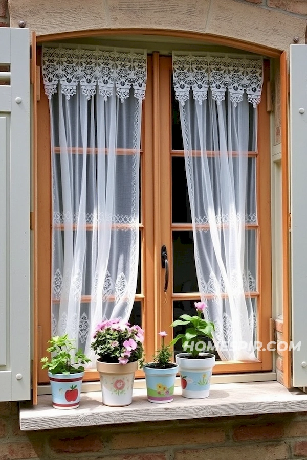 Cottage Style Windows with Lace Curtains Cottage Style Windows with Lace Curtains