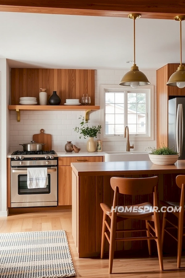 Cozy Mid-Century Kitchen with Natural Wood Cozy Mid-Century Kitchen with Natural Wood