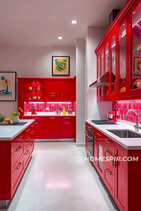 Dramatic Color Pop Kitchen with Contemporary Art Dramatic Color Pop Kitchen with Contemporary Art