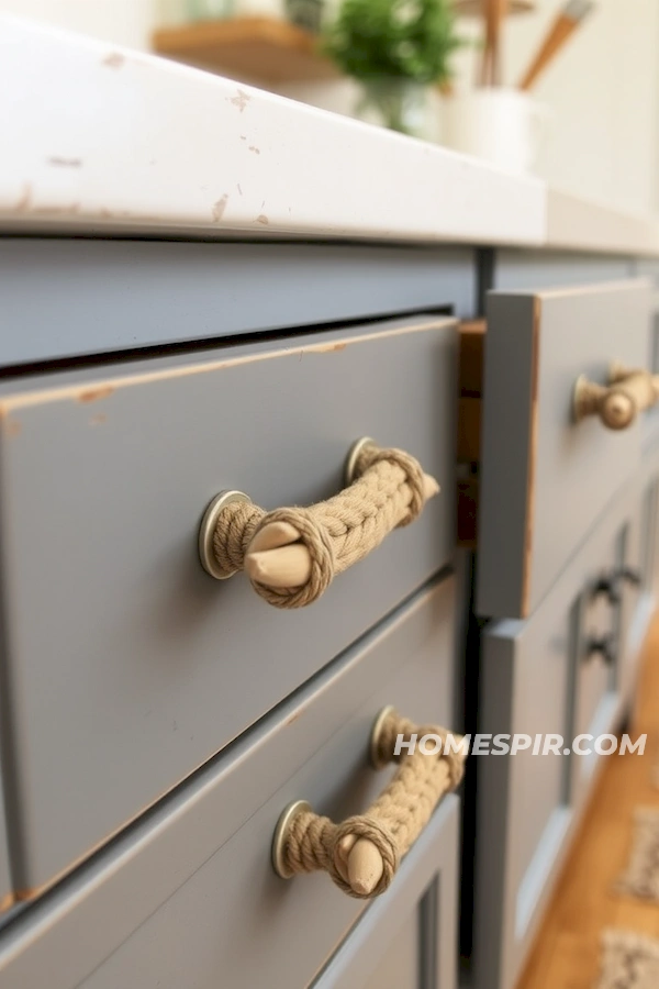 Drawer Handles Crafted from Driftwood and Rope Drawer Handles Crafted from Driftwood and Rope