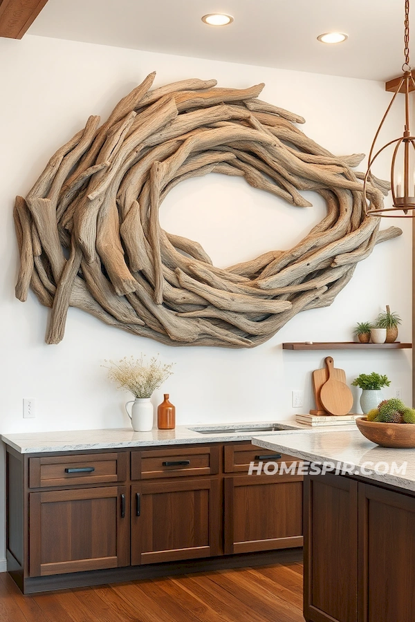 Driftwood Art Mimicking Ocean Movements Driftwood Art Mimicking Ocean Movements