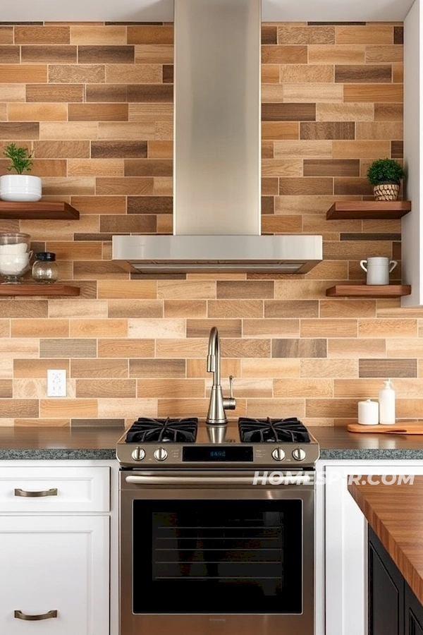 Dynamic Wood Tones in Kitchen Backsplash Dynamic Wood Tones in Kitchen Backsplash