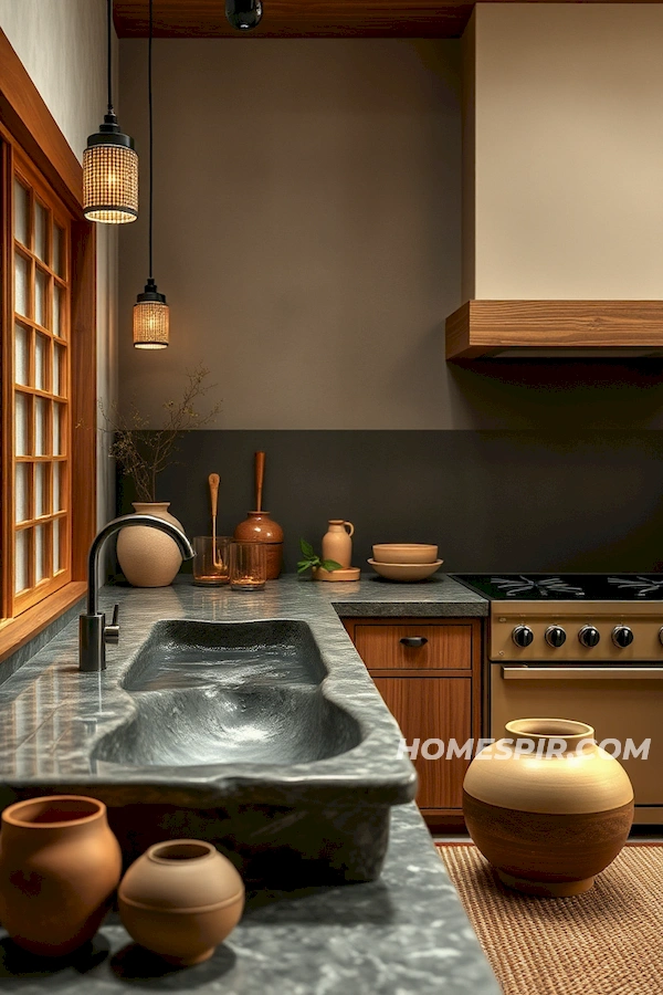 Earth Inspired Japanese Kitchen with Elemental Balance Earth Inspired Japanese Kitchen with Elemental Balance