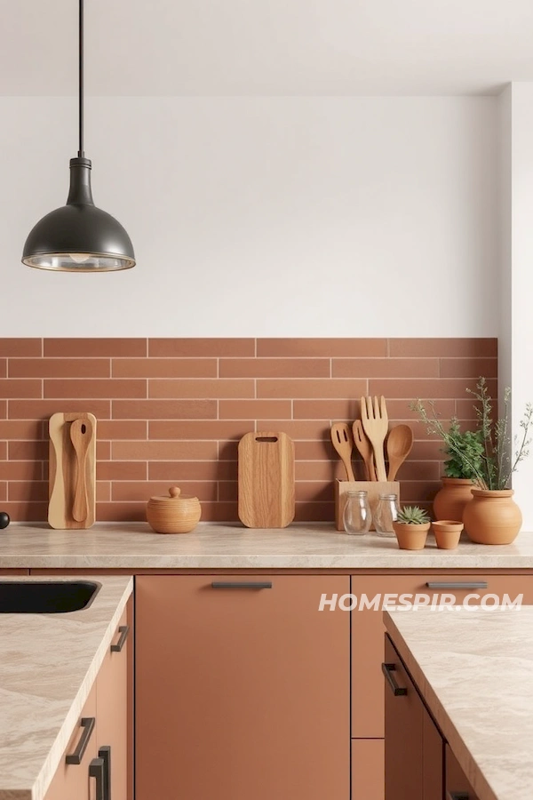 Earthy Pendant Lights in Modern Minimalist Kitchen Earthy Pendant Lights in Modern Minimalist Kitchen