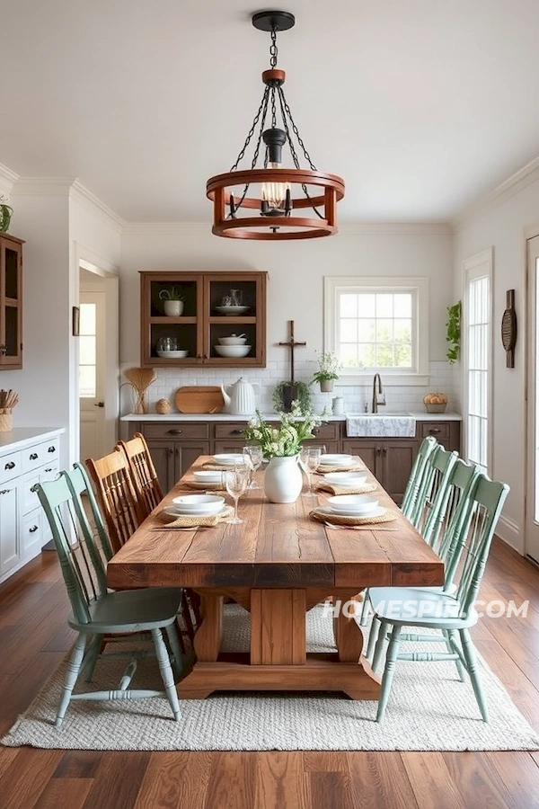 Eclectic Chairs and Distressed Finish Dining Scene Eclectic Chairs and Distressed Finish Dining Scene