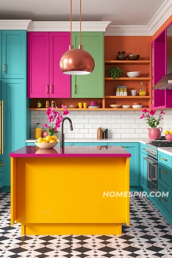 Eclectic Kitchen Design with Daring Color Combinations Eclectic Kitchen Design with Daring Color Combinations