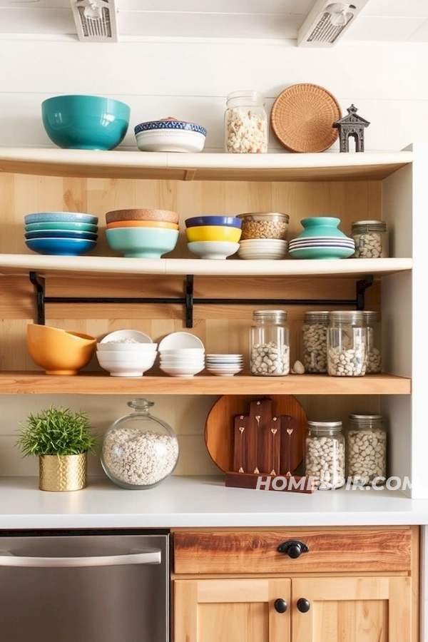 Eclectic Open Pantry with Coastal Surfboard Touch Eclectic Open Pantry with Coastal Surfboard Touch