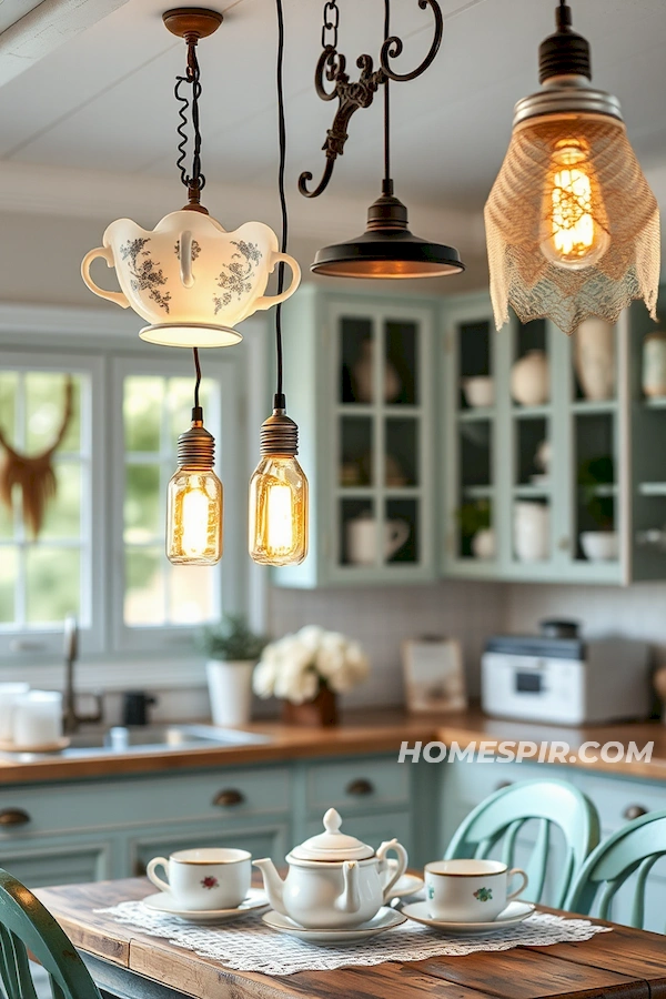 Edison Bulbs and Lace in Shabby Chic Kitchen Lighting Edison Bulbs and Lace in Shabby Chic Kitchen Lighting