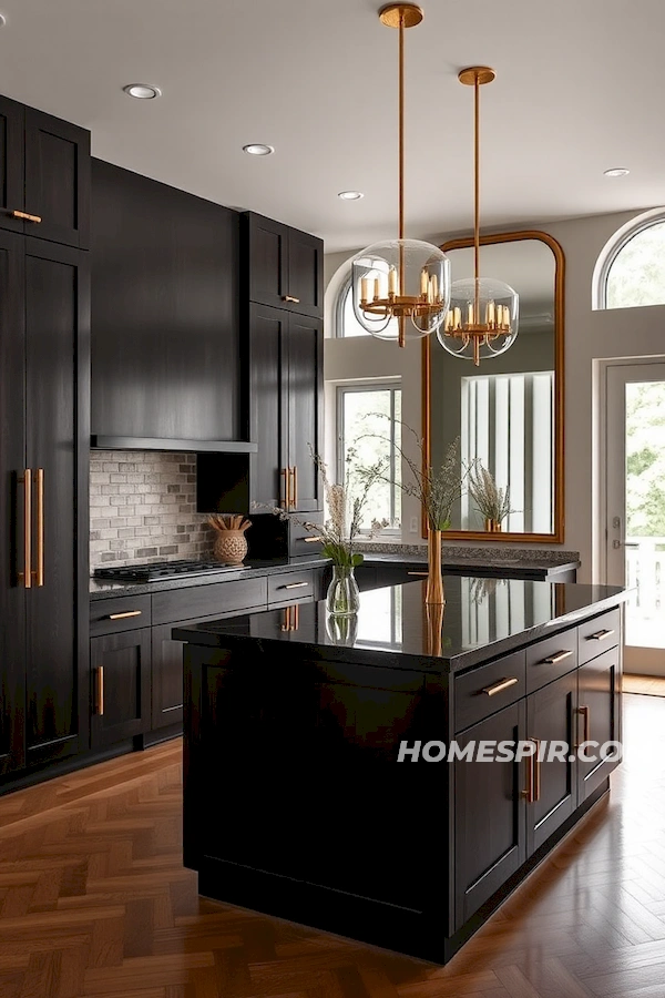 Elegance and Dark Tones in Mid-Century Kitchen Elegance and Dark Tones in Mid-Century Kitchen