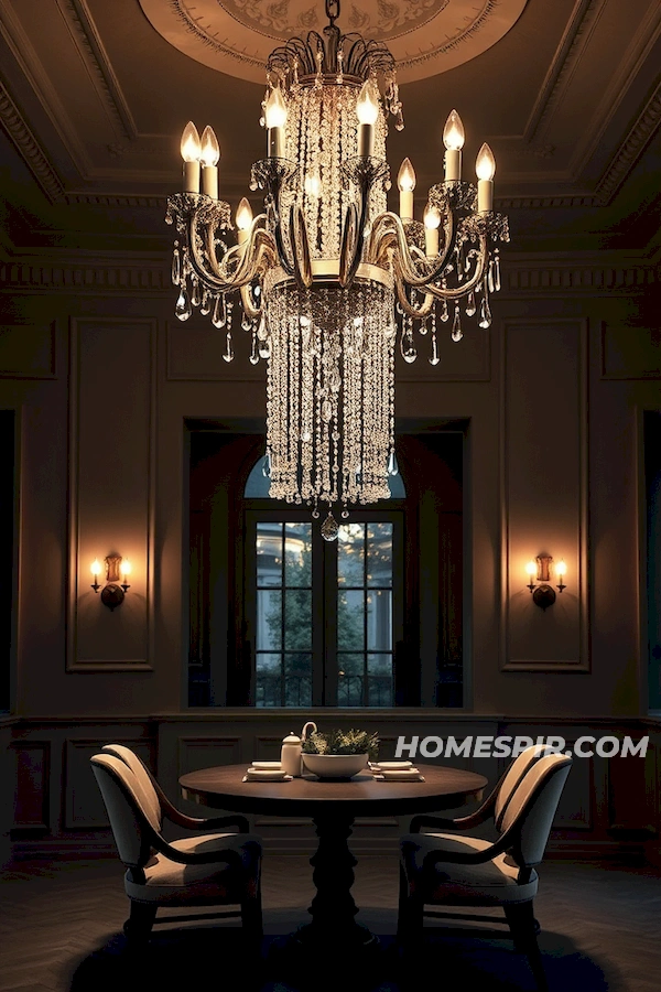Elegant Chandelier over Modern Breakfast Nook Elegant Chandelier over Modern Breakfast Nook