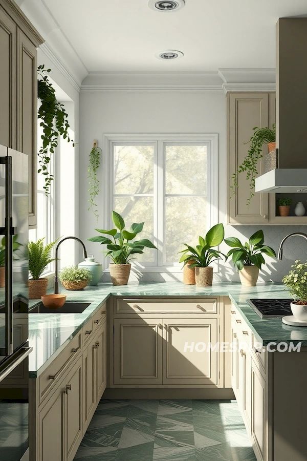 Elegant Kitchen with Botanical Flair Elegant Kitchen with Botanical Flair