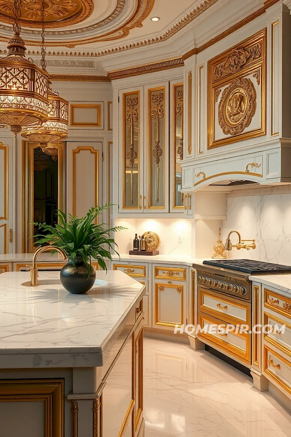 Elegant Marble Countertops with Gold Accents Elegant Marble Countertops with Gold Accents