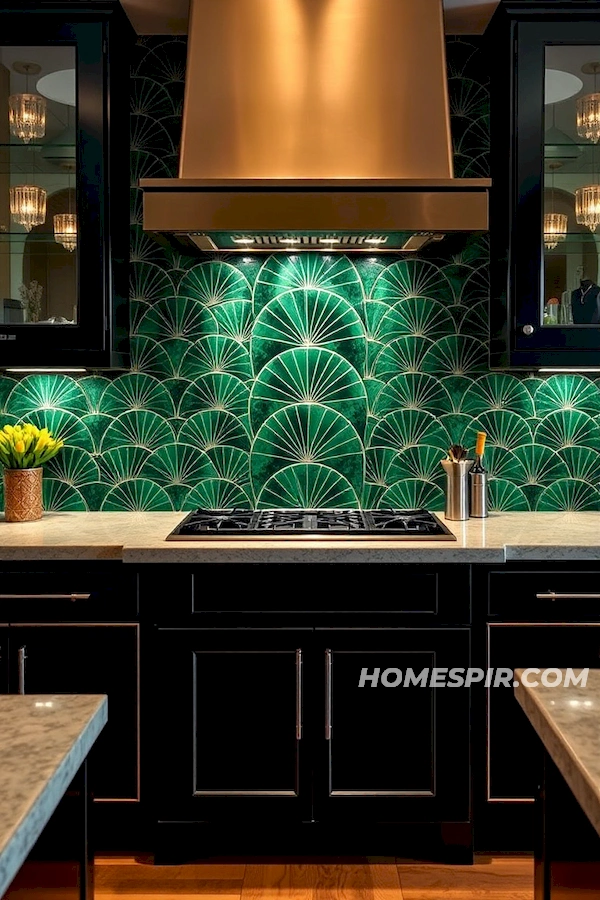 Emerald and Onyx Fan Tiles Emerald and Onyx Fan Tiles
