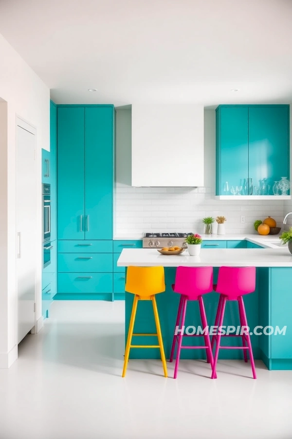 Energetic Modern Kitchen with Teal Accents Energetic Modern Kitchen with Teal Accents