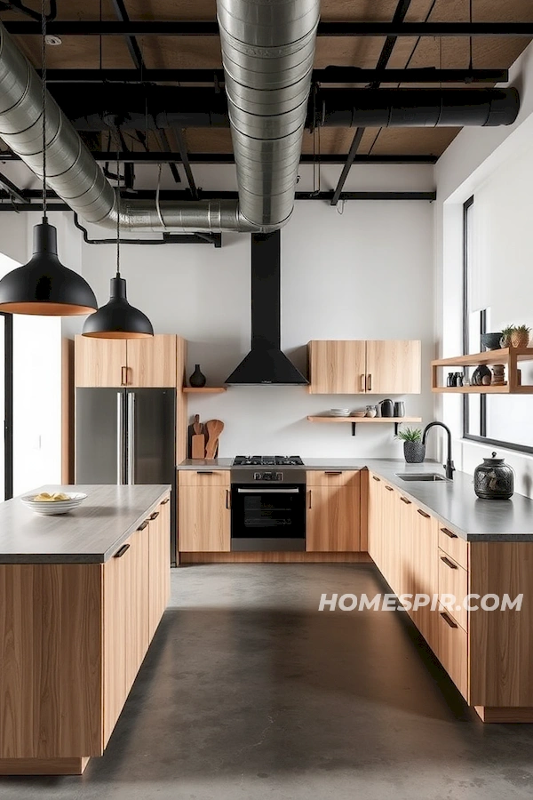 Exposed Ductwork in Industrial Minimalist Kitchen Exposed Ductwork in Industrial Minimalist Kitchen