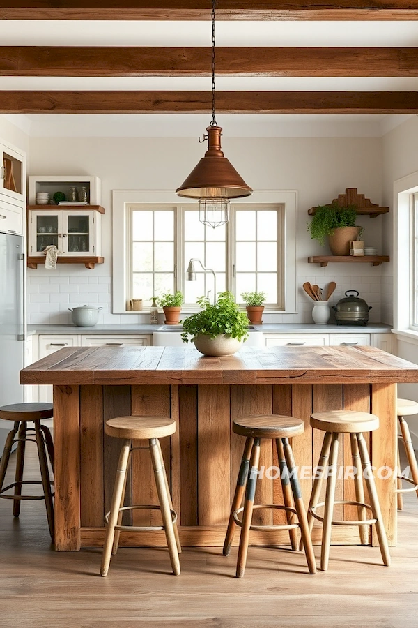 Farmhouse Kitchen with Reclaimed Wood Island Farmhouse Kitchen with Reclaimed Wood Island