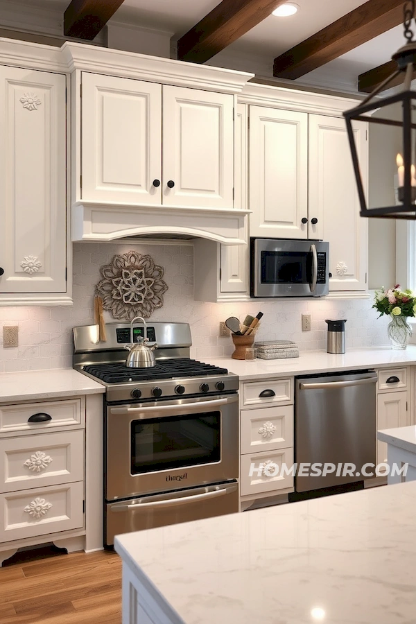 Floral Carved Cabinets in Country Kitchen Floral Carved Cabinets in Country Kitchen