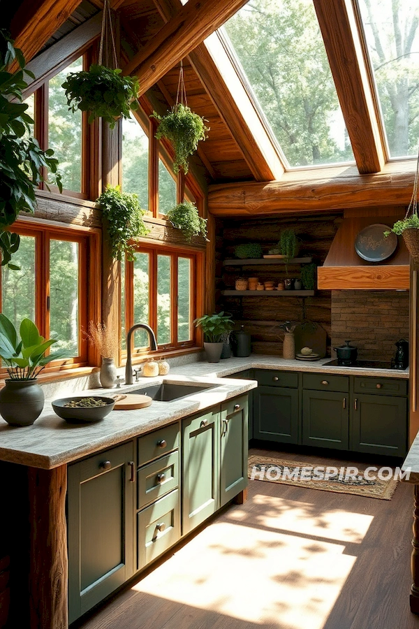 Forest Tones in Log Home Kitchen Design Forest Tones in Log Home Kitchen Design